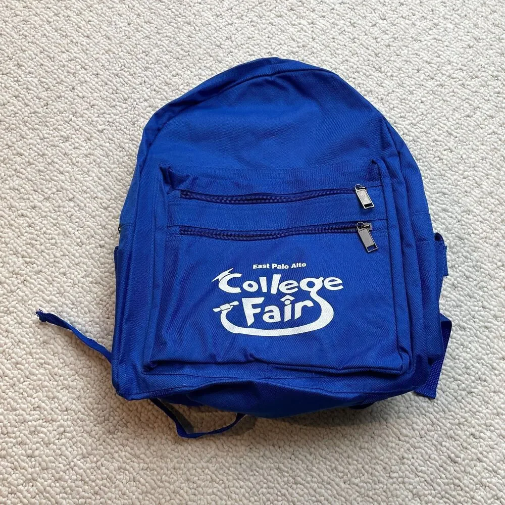 Unbranded Youth Backpack Blue Solid East Palo Alto College Fair Logo Zip School